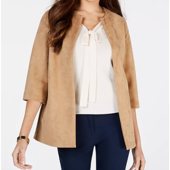 Anne Klein Jackets & Blazers - Anne Klein Jacket  Faux Suede Collarless Open Front Size 14 NWT